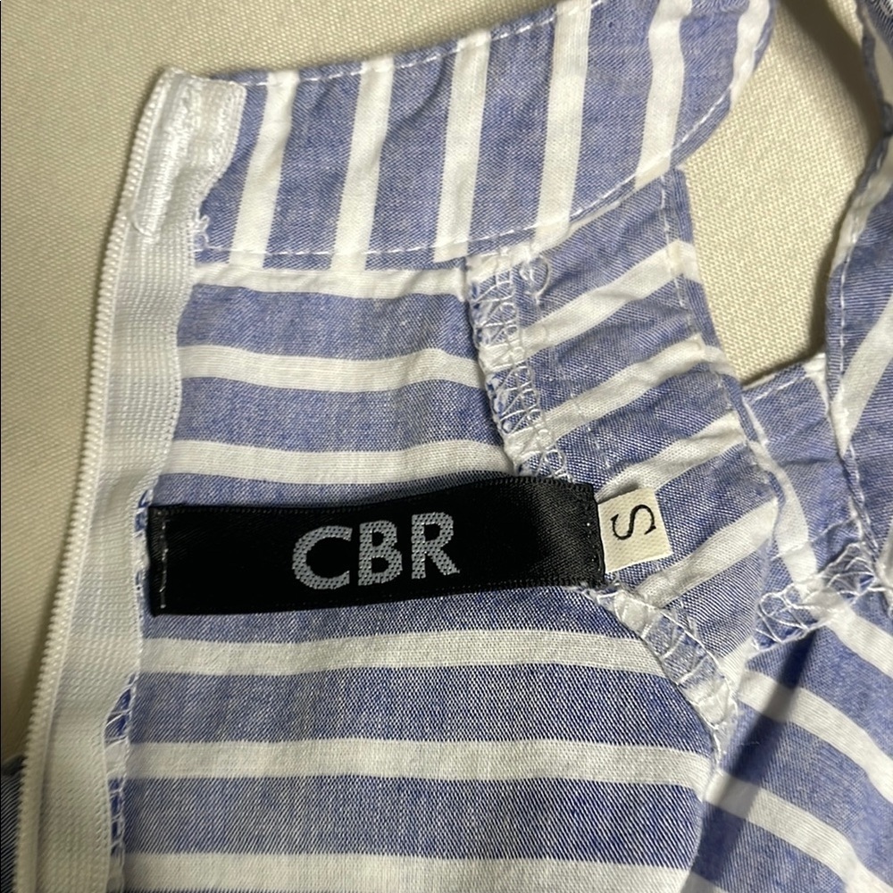 CBR Striped Halter Jumpsuit in Blue and White with waist tie - Picture 8 of 12